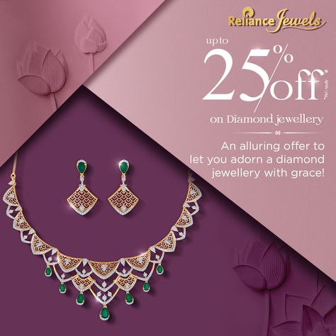 Dreams, when turned real, often feel like miracles! And now, you’re 25% closer to experiencing the miracle that always seemed too far-fetched before. With our special offer, you can don this majestic necklace set and feel the luxury you’ve always desired! #RelianceJewels #BeTheMoment #LiveYourDiamondDream #DreamDiamondSale #DiamondJewellery Jewellery Add Poster, Jewellery Sale Poster, Jewelry Ads Ideas, Jewelry Ads Ad Campaigns, Jewellery Poster Design, Jewellery Creative Ads, Jewelry Poster Design, Jewelery Shoot, Jewellery Poster