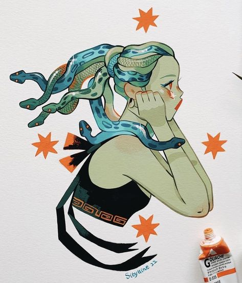 Sibylline Meynet, Acryla Gouache, Medusa Art, Gouache Art, Art Inspiration Drawing, Art Sketchbook, Character Design Inspiration, Character Concept, Drawing Inspiration