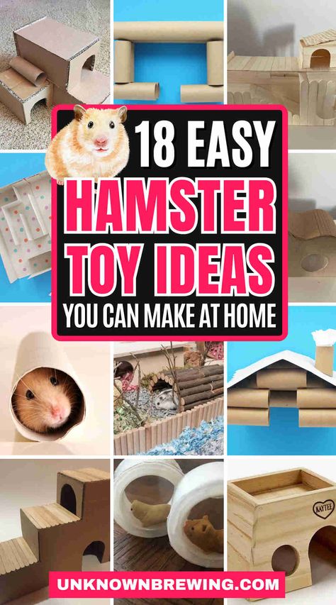 18 Creative DIY Hamster Toy Designs & Plans for Engaging Playtime Diy Pet Mouse Toys, Diy Mice Toys, Diy Hamster Stuff Cardboard, Diy Hamster Hide, Diy Hamster Cage Homemade, Diy Hamster Enrichment, Hamster Enrichment Ideas, Hamster Diy Toys, Hamster House Diy