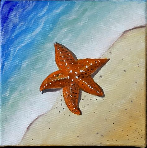 Starfish Sketch Simple, Starfish Drawing Aesthetic, Star Fish Painting Acrylic, Painted Starfish Ideas, Simple Starfish Drawing, Star Fish Drawing Easy, Sea Star Painting, Starfish Painting Acrylic, Starfish Painting Easy