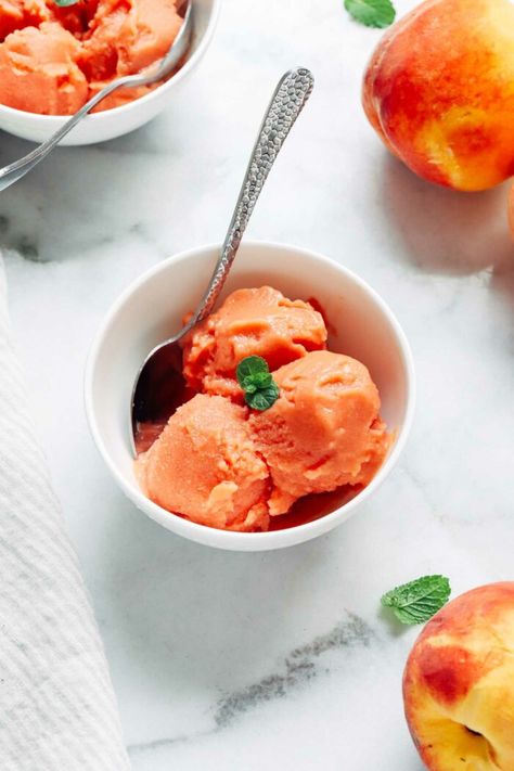 Peach Sorbet Recipe, Pineapple Sorbet, Watermelon Sorbet, Rainbow Board, Sorbet Recipe, A Couple Cooks, Lime Sorbet, Peach Sorbet, Strawberry Sorbet