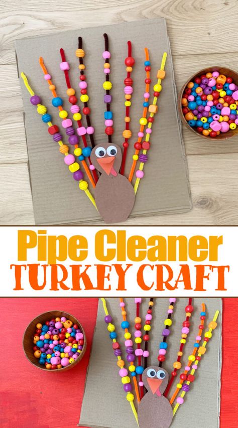 Pipe Cleaner Turkey, Thanksgiving Lesson Plans, Indoor Toddler Activity, Thanksgiving Crafts Preschool, Thanksgiving Crafts Diy, Harvest Fest, November Activities, Thanksgiving Projects, Fall Arts And Crafts