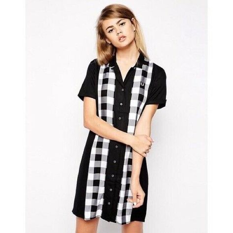 RARE Fred Perry Amy Winehouse Gingham Check Black White Shirt Dress UK 12 40 8 UK 12 EUR 40 D 38 USA 8 Excellent condition.  Spare button attached to label x Machine washable 100% Cotton Trim 100% Viscose Body Super Soft Viscose Mini LengthLarge Gingham Check Button Front MEASUREMENTS Shoulders: 16" Chest: 18" (36") Length: 32" Fred Perry Dress, Fred Perry Amy Winehouse, Bowling Alley, Black And White Shirt, Asos Dress, Dress 12, Amy Winehouse, White Shirt Dress, Gingham Check