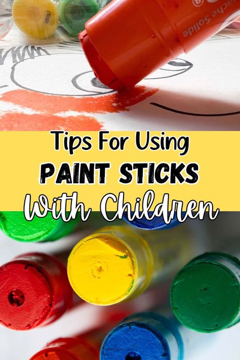 Tempera paint sticks are tube-like paints that go smoothly onto paper. Kids will say it is like painting with a glue stick or lipstick.    Even adults will love using paint sticks because they glide on the paper while giving opaque and vibrant colors.    Come explore a new art material that kids, parents and teachers love using! These paint sticks are not your average painting experience and one that all children will love to experiment with. Tempera Sticks Projects, Tempura Paint Sticks Art, Tempera Paint Sticks Projects, Tempera Paint Sticks Art, Kwik Stix Art Projects, Paint Stick Art, Tempera Painting Ideas, Paint Sticks Projects, Tempera Paint Sticks