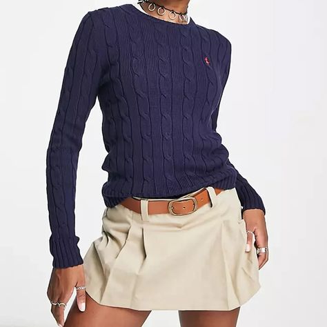 Preppycore Aesthetic: How To Get The Look | Glamour UK Polo Ralph Lauren Women Outfits, Ralph Lauren Sweater Outfit, Polo Ralf Lauren, Ralph Lauren Aesthetic, Ralph Lauren Looks, Adrette Outfits, Ralph Lauren Jumper, Ralph Lauren Cable Knit, Western Outfits Men