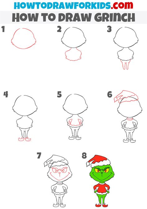 How To Draw Grinch, Grinch Step By Step Drawing, Grinch Drawing Easy Step By Step, How To Draw The Grinch Step By Step Easy, Grinch Drawing Easy, How To Draw The Grinch, Grinch Directed Drawing, How To Draw Christmas, Grinch Outline Drawing