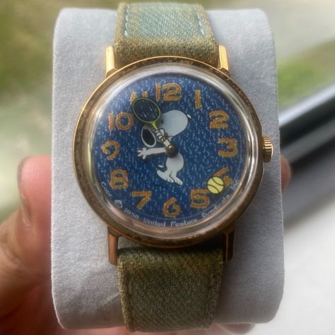 1958s Denim Timex Snoopy Tennis Snoopy, Tennis, Timex Snoopy, Snoopy Tennis, Snoopy Watch, Vintage Snoopy, Vintage Watches, Mint Condition, Mint