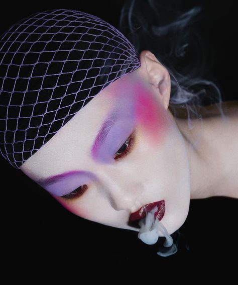 Japanese Editorial, Fish Makeup, Ipad Layout, Tinned Fish, Fun Makeup, Avant Garde Makeup, Drag Makeup, Japanese Makeup, Purple Makeup