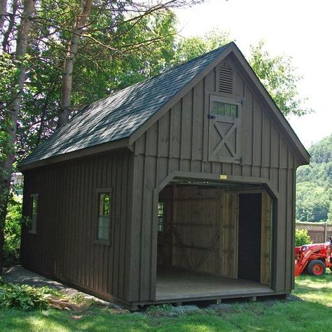 Outside Barn Doors Sheds, Workshop Building Plans, Garage And Shed Combo, Shed Garage Ideas, Storage Building Ideas, Barn Shed Ideas, Farm Storage Buildings, Craftsman Sheds, Small Barn Plans