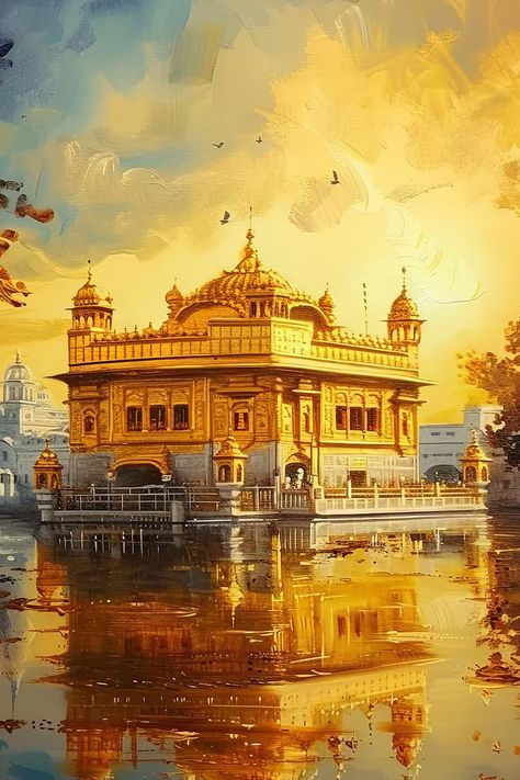 Sikhism Wallpapers, Golden Temple Painting, Sikh Wallpapers, Gurudwara Sahib Wallpaper, Gurudwara Sahib, Guru Wallpaper, Temple Painting, Temple Poster, Temple Wall Art