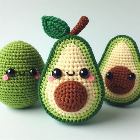 Crochet Avocado Keychain, Avocado Crochet Pattern Free, Crochet Avocado Pattern Free, Amigurumi Avocado, Avocado Crochet, Crochet Avocado, Crochet Toys Free Patterns, Crocheted Jellyfish, Crochet Toys Free