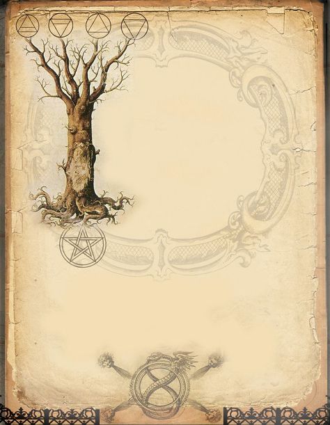 Elemental Tree page by Grim, scrapbook, art journal, Book of Shadows Grimoire Ideas, Magia Das Ervas, Etiquette Vintage, Grimoire Book, Pagan Art, Book Of Shadow, Wicca Witchcraft, Wiccan Spells, Printable Books