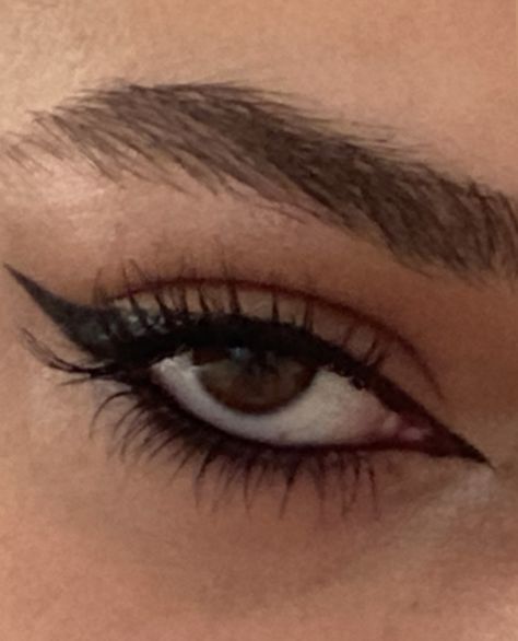 Brown Cat Eyeliner, Dark Feline Makeup, Eye Pencil Aesthetic, Bedroom Eyes Aesthetic, Eye Makeup For Sleepy Eyes, Sleepy Eyes Makeup Look, Eyeliner Sleepy Eyes, Under Eye Cat Eye Makeup, Winged Eyeliner Aesthetic