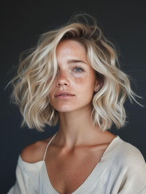 Naturally Wavy Bob, Curly Hair With Layers, Wavy Bob Haircut, Short Blonde Curly Hair, Shoulder Length Hair Blonde, Wavy Layered Haircuts, Shoulder Length Blonde, Balayage Long Hair, Shoulder Length Curly Hair