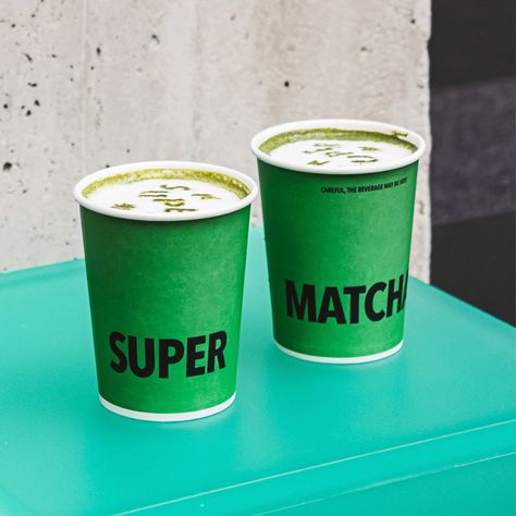 Paper Cup Design, Matcha Cafe, Green Cafe, Green Drink, Matcha Drink, Drinks Packaging Design, Cafe Branding, Drinks Brands, Branding Design Packaging