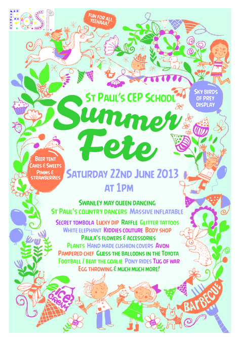 School summer fair poster School Summer Fair Ideas, Raffle Flyer, Magnet Invitations, Fair Poster, Fete Ideas, Village Fete, School Fair, Gold Panning, Spring Fair