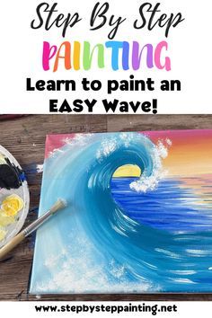 Painting Waves Easy, How To Paint A Wave Step By Step, How To Paint Waves Easy, Ocean Wave Painting Easy, Painting Waves Acrylic Easy, Ocean Waves Drawing Simple, Easy Wave Painting Simple, Easy Wave Painting, Step By Step Canvas Painting Easy