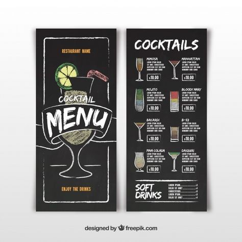 Drink Menu Board Design, Menu Bar Design, Bar Menu Ideas, Cocktail Bar Design, Cocktail Restaurant, Menu Design Layout, Drink Menu Design, Menu Board Design, Juice Menu