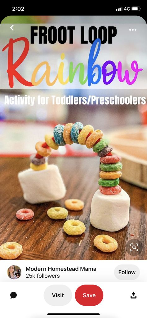 Tasty Tuesday Preschool, Rainbow Crafts Preschool, Rainbow Activity, Froot Loop, Preschool Cooking, Rainbow Snacks, Modern Homestead, Rainbow Activities, Fine Motor Activity