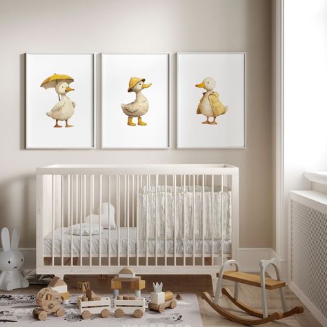 NEW white ducks in yellow rain gear printable wall art. These adorable prints are an afforadable addition to your nursery, playroom, bathroom or mudroom. Now available at whiteduckprints.etsy.com ✅️ Follow @whiteduckprints for children's room inspiration #whiteducks #nurserywallart #nurseryroomideas #nurseryideas #nurseryroominspo #nurserydecor #nurseryinspiration #nurseryart #playroomideas #playroomdecor #bathroomdecor #bathroomart #mudroomideas Duckling Nursery, Playroom Bathroom, Nursery Playroom, Nursery Inspo, Rain Gear, Nursery Inspiration, Playroom Decor, White Ducks, Bathroom Art