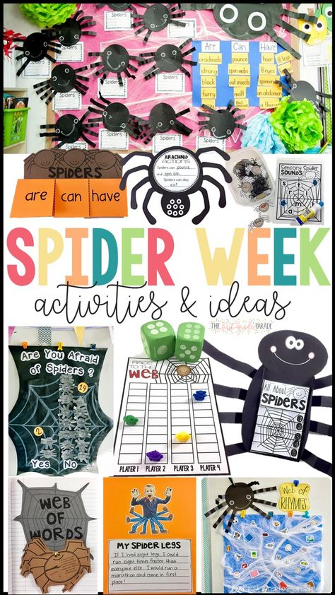 Spider Day Activities, Spiders 1st Grade, Miss Spiders Tea Party, Spider Read Alouds, Halloween 2nd Grade Craft, Spider Lessons For Kindergarten, Spider Art Kindergarten, Spiders For Kindergarten, Spiders Kindergarten Activities