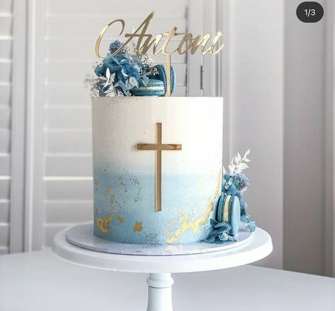 Boys First Communion Cakes, Baby Dedication Cake, Rustic Wall Decor Ideas, Boy Communion Cake, Baptism Cake Boy, Torte Blu, Comunion Cake, Dedication Cake, Christening Cake Boy