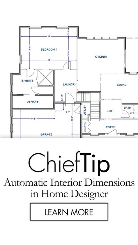 A floorplan with dimensions. Chief Architect, Single Room, Interior Dimensions, Architect House, Best Practices, School Design, To Learn, House Plans, Floor Plans