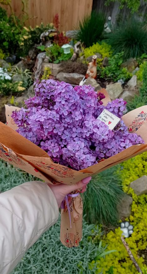 #ideas for a bouquet, #what to give, #lilac, #love Wedding Bouquet With Lilacs, Lilac Peony Bouquet, Lilac Bouquet Aesthetic, Wedding Bouquets With Lilacs, Lilacs Bouquet, Wedding Bucket Flowers, Lilac Flowers Bouquet, Lilac Flower Bouquet, Ethereal Core