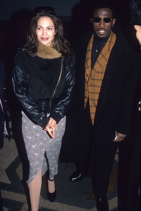 Jennifer Lopez and Wesley Snipes were reportedly together for a short time in 1994. Sparkly Jumpsuit, Wesley Snipes, Famous Couples, Celebrity Entertainment, Celebrity Couples, Style Icon, Bronx, Jennifer Lopez, Her Style