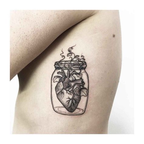 Heart In A Jar, Jar Tattoo, Tiny Tattoos For Women, Self Love Tattoo, Light Tattoo, Tattoos Skull, Black Tattoo, Tattoo Meaning, Design Tattoo