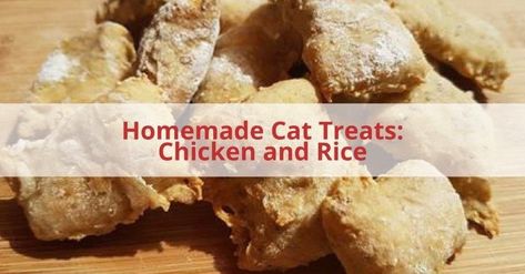 Homemade Chicken And Rice, Homemade Cat Treats, Homemade Cat Treats Recipes, Cat Food Recipe, Diy Cat Treats, Tuna Cat Treats, Pet Treats Recipes, Homemade Cat Food, Chicken Cat