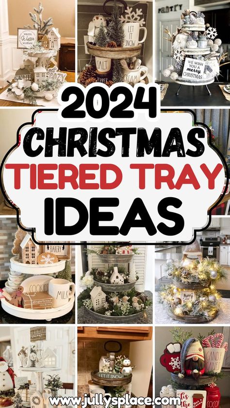 christmas tiered tray decor, christmas tiered tray ideas, christmas tiered tray decorations, christmas decor ideas, christmas decorations 3 Tier Christmas Centerpieces, Diy 2 Tiered Tray How To Make, Christmas Decor Ideas For Trays, Pottery Barn 3 Tiered Stand Christmas, Christmas Teared Tray, Two Tier Christmas Tray, Christmas Themed Tiered Tray, Tiered Tray Centerpiece, Decorating A 2 Tiered Tray