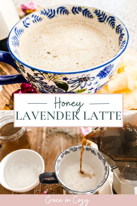 Honey Lavender Latte, Honey Drinks, Lavender Latte Recipe, Honey Latte, Lavender Latte, Nespresso Recipes, Honey Drink, Honey Coffee, Lavender Recipes