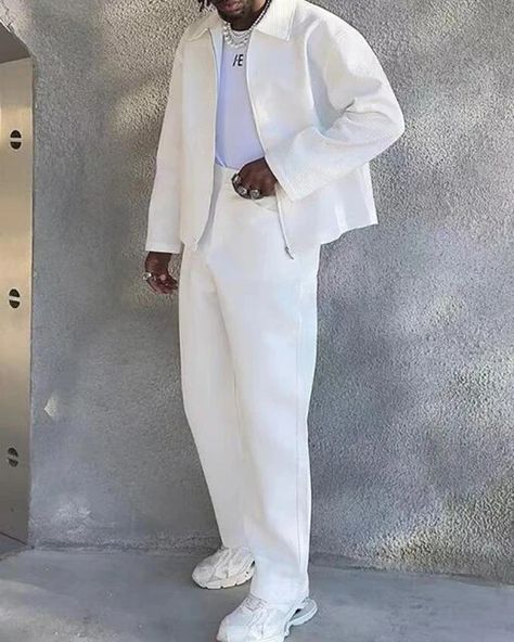 All White Outfit Men, All White Mens Outfit, White Outfit Men, Full Sleeve Suit, Straight Pants Men, Nature Office, All White Party Outfits, Grammy Museum, Mens Smart Casual Outfits