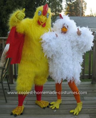 Homemade Chicken Costume: I have made 3 of these costumes now, everybody wants to be a chicken!! My daughter wore this Homemade Chicken Costume and won 3 contests.   I started with Homemade Chicken Costume, Chicken Costume Diy, Chicken Costume Kids, Chicken Outfit, Masquerade Ideas, Hen Ideas, Chicken Store, Teacher Costume, Chicken Halloween