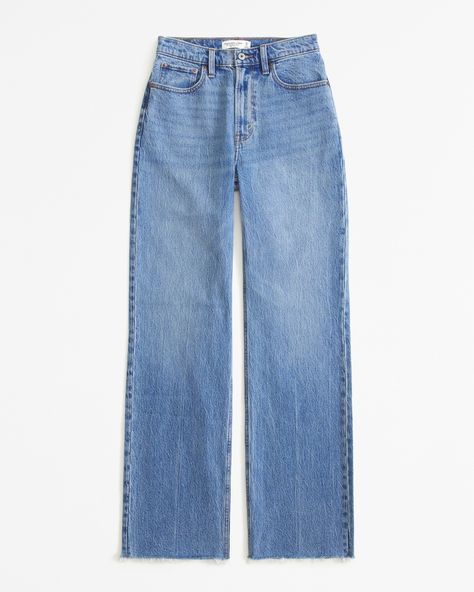 Women's Curve Love High Rise 90s Relaxed Jean | Women's Bottoms | Abercrombie.com High Rise 90s Relaxed Jean, Abercrombie Jeans, Outfit Collage, Women's Bottoms, Abercrombie And Fitch Jeans, Relaxed Jeans, Loose Jeans, Medium Wash Jeans, Single Breasted Jacket