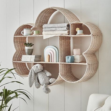 Statement Bookshelf, Cloud Bookshelf, Amelie Room, Cloud Nursery Theme, Cottagecore Nursery, Cloud Shelf, Walker House, Kids Clothes Organization, Wall Bookshelf