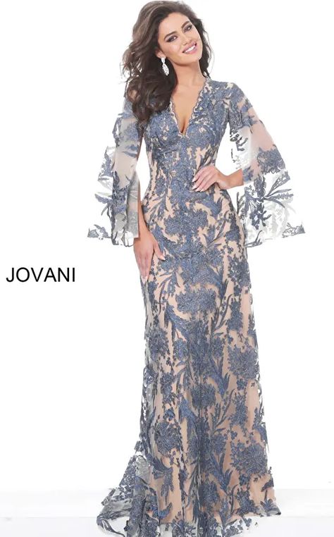 Jovani 00752 | Navy Nude Lace Cape Sleeve mother of the bride Formal Evening Dresses Long, Mother Of The Bride Dresses Long, Long Formal Gowns, Mother Of The Bride Gown, Gowns Bridesmaid, Design Moda, Mother Of Groom Dresses, Evening Dresses With Sleeves, Mob Dresses