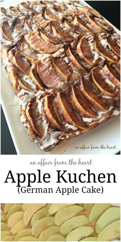 Apple Kuchen (German Apple Cake) Apple Kuchen Recipe, Traditional German Desserts, German Dessert, Fall Desserts Apple, German Apple Cake, Cake Apple, Easy Apple Cake, French Apple Cake, Fresh Apple Cake