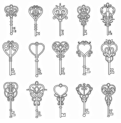 Heart Locket And Key Tattoo, Key Drawing Simple, Heart And Key Tattoo, Key Tattoos For Women, Vintage Key Tattoos, Antique Key Tattoos, Heart Key Tattoo, Orion Tattoo, Key Drawing