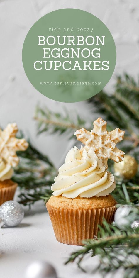 Substitute For Milk, Bourbon Eggnog, Eggnog Cupcakes, Boozy Baking, Infused Recipes, Winter Cupcakes, Christmas Cupcakes Recipes, Boozy Cupcakes, Themed Recipes