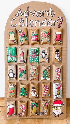 Christmas Homemade Advent Calendar, Diy Advent Calander Ideas, Making Advent Calendars, Homade Advent Calendar, Advents Calender Gift Ideas, Paper Diy For Christmas, Toilet Paper Tube Advent Calendar, Make A Advent Calendar, Avent Calendar For Kids Diy