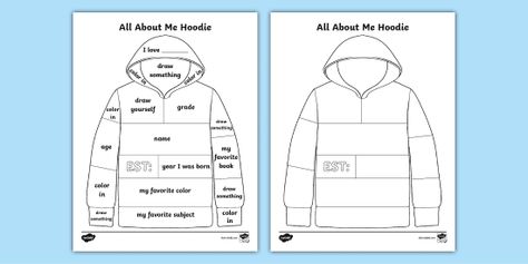 All About Me Sneaker (teacher made) - Twinkl All About Me Hoodie, Hoodie Template, Wellbeing Activities, Name Coloring Pages, Mindfulness Colouring, What Is Mindfulness, Class Displays, Free Teaching Resources, Elementary Art Projects