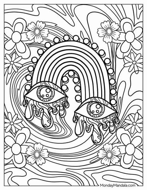 Trippy Coloring Pages, Trippy Aesthetic, Aesthetic Coloring Pages, Adult Coloring Books Printables, Abstract Coloring Pages, A Coloring Page, Bible Coloring Pages, Detailed Coloring Pages, Free Adult Coloring Pages