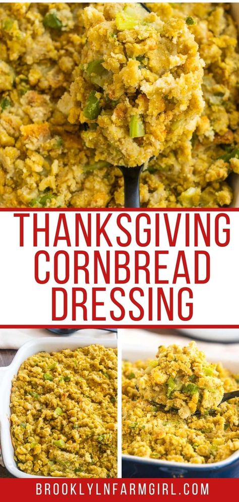 Southern Cornbread Dressing is so easy to make thanks to the packaged cornbread mix. Layered with crumbled cornbread, sauteed vegetables, chicken broth, and herbs, this classic Thanksgiving side dish is just as good as grandma’s recipe! Traditional Dressing Recipes Thanksgiving, Soulfood Dressing Recipe, Cornbread Dressing Pioneer Woman, Turkey Cornbread Dressing Recipes, Vegetarian Cornbread Dressing, Pepperidge Farm Cornbread Dressing, Gluten Free Stuffing Thanksgiving Cornbread Dressing, Easy Homemade Dressing For Thanksgiving, Southern Living Cornbread Dressing