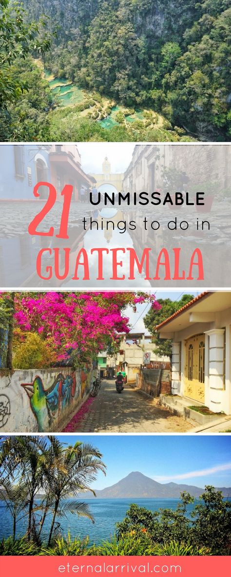 All the best adventures for your Guatemala bucket list: travel to Antigua, see Semuc Champey, see beautiful textiles, appreciate the food & culture... here are 21 ideas for unmissable things to do in Guatemala! Travel Guatemala, Bucket List Travel, Mission Trips, Guatemala Travel, Lake Atitlan, Central America Travel, Tikal, Nightlife Travel, Travel South