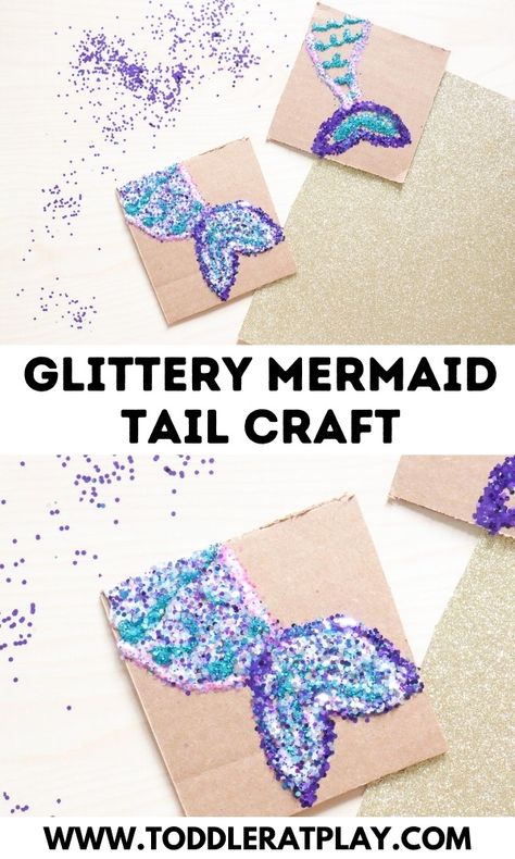 Do you have any mermaid fans in your home? If so, your little one might enjoy this Glittery Mermaid Tail Craft! #mermaidcraft #kidscrafts #glittercrafts #summercrafts Mermaid Preschool Craft, Glitter Crafts For Kids, Mermaid Tail Craft, Mermaid Crafts For Kids, Mermaid Activities, Mermaid Craft, Abc Countdown, Craft Toddler, Mermaid Crafts