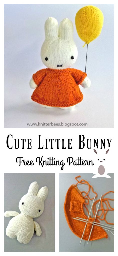 Miffy Knitting Pattern, Knitting Bunny Pattern Free, Knit Toys Free Pattern, Knit Stuffed Animals Patterns Free, Free Knitting Patterns Toys Easy, Knitting Patterns Free Toys, Knit Baby Toys, Knit Toys Free Pattern Stuffed Animals, Rabbit Knitting Pattern