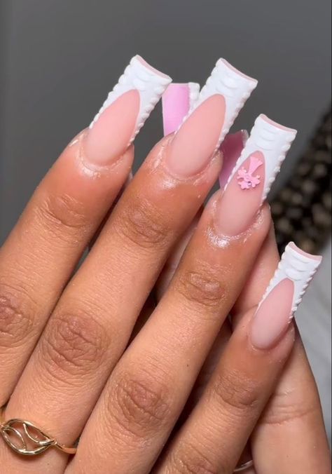 White Tip Acrylic Nails, Acrylic Nail Set, Beige Nails, Colored Acrylic Nails, French Tip Acrylic Nails, Simple Acrylic Nails, Short Square Acrylic Nails, Long Acrylic Nails Coffin, Acrylic Nails Coffin Pink