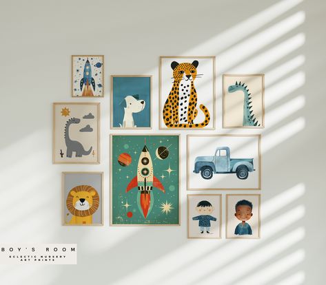 Boy's Room Wall Art Prints 100 Nursery Prints Colorful Nursery Decor Calm Baby Kids Poster Set Gallery Wall Digital Printable Art - Etsy Boy Nurseries, Boys Room Gallery Wall, Kids Room Gallery Wall, Jungle Nursery Theme Boy, Boys Room Artwork, Toddler Wall Decor, Boy Room Artwork, Baby Boy Wall Art, Nursery Gallery Wall